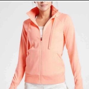 Athleta Triumph Hoodie Full Zip Peach Woman’s Large Active Wear Running Gym EUC